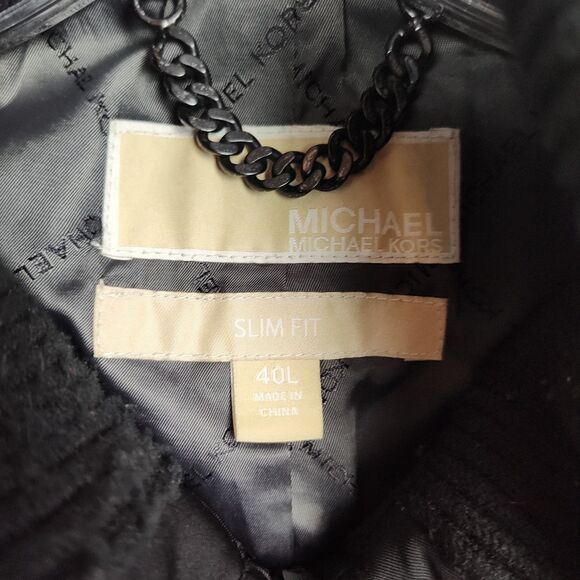 Michael Kors Overcoat Men's 40L Slim Fit Black Full-Zip Buttons 60% Wool - Picture 7 of 9